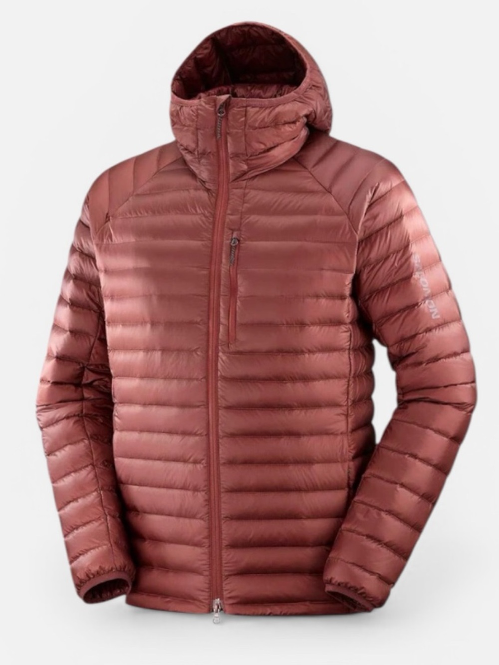 Salomon Men's Elixir Micro Down Hooded Puffer Jacket NWT Men’s S Rum Raisin 🔥